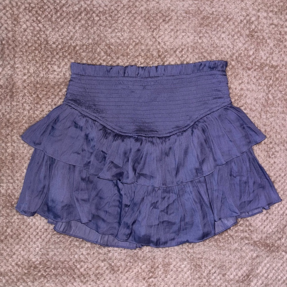 Ee:some Smocked Shiny Blue Ruffle Mini Skort | L